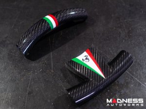 FIAT 500 Steering Wheel Trim - Racing Stripes w/ Italian Colors - Carbon Fiber 